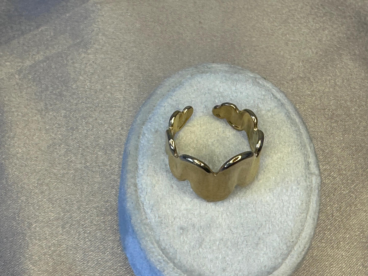 Gold Wave Ring • Adjustable Stainless Steel Sculptural Statement Jewelry