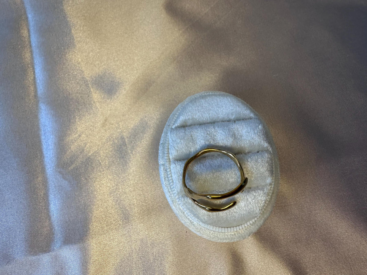 Gold Wave Ring, Stainless Steel Adjustable Open Band, Modern Jewelry