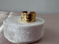 Gold Textured Wide Band Adjustable Ring – Stainless Steel Tarnish Resistant Minimal Statement Ring