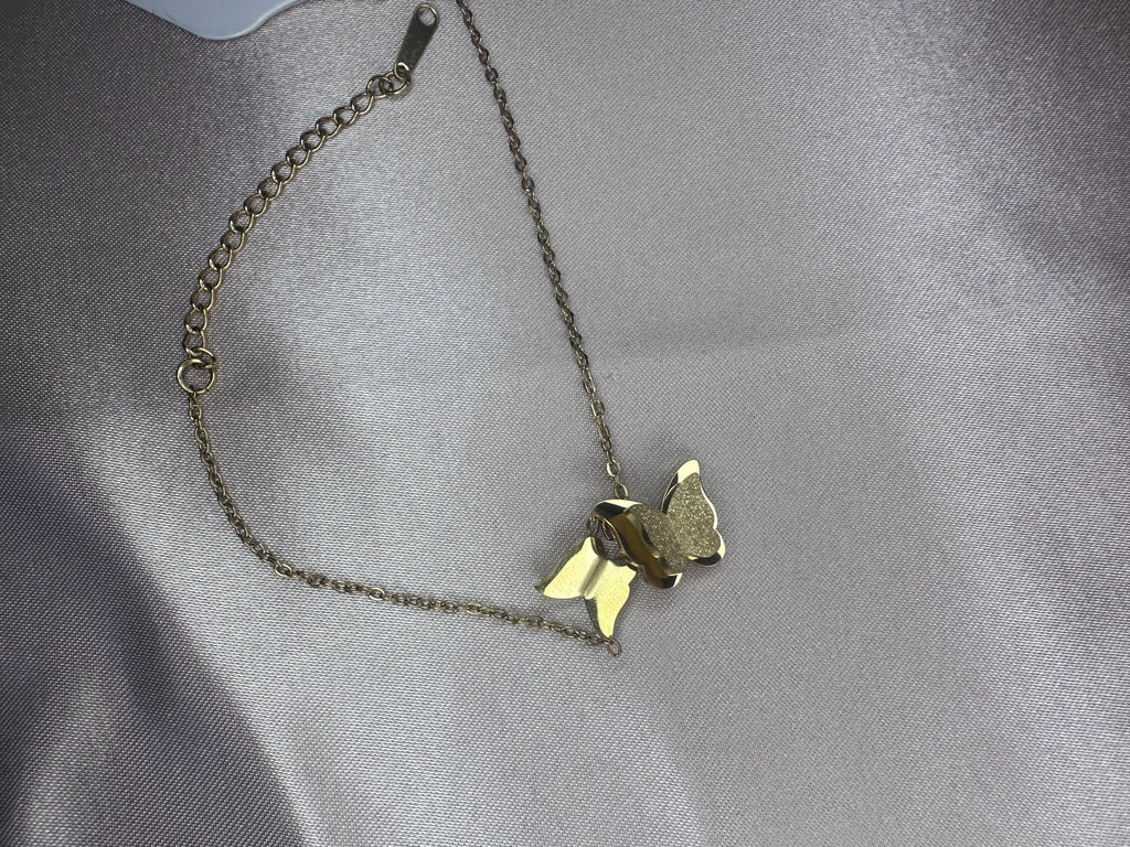 Gold Butterfly Bracelet – Stainless Steel Dainty Tarnish Resistant Adjustable Jewelry
