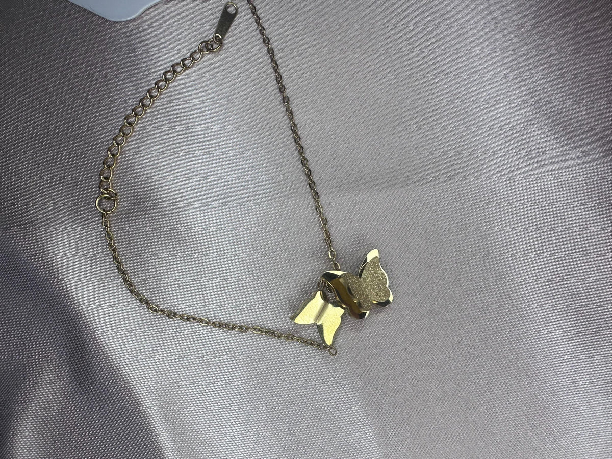 Gold Butterfly Bracelet – Stainless Steel Dainty Tarnish Resistant Adjustable Jewelry
