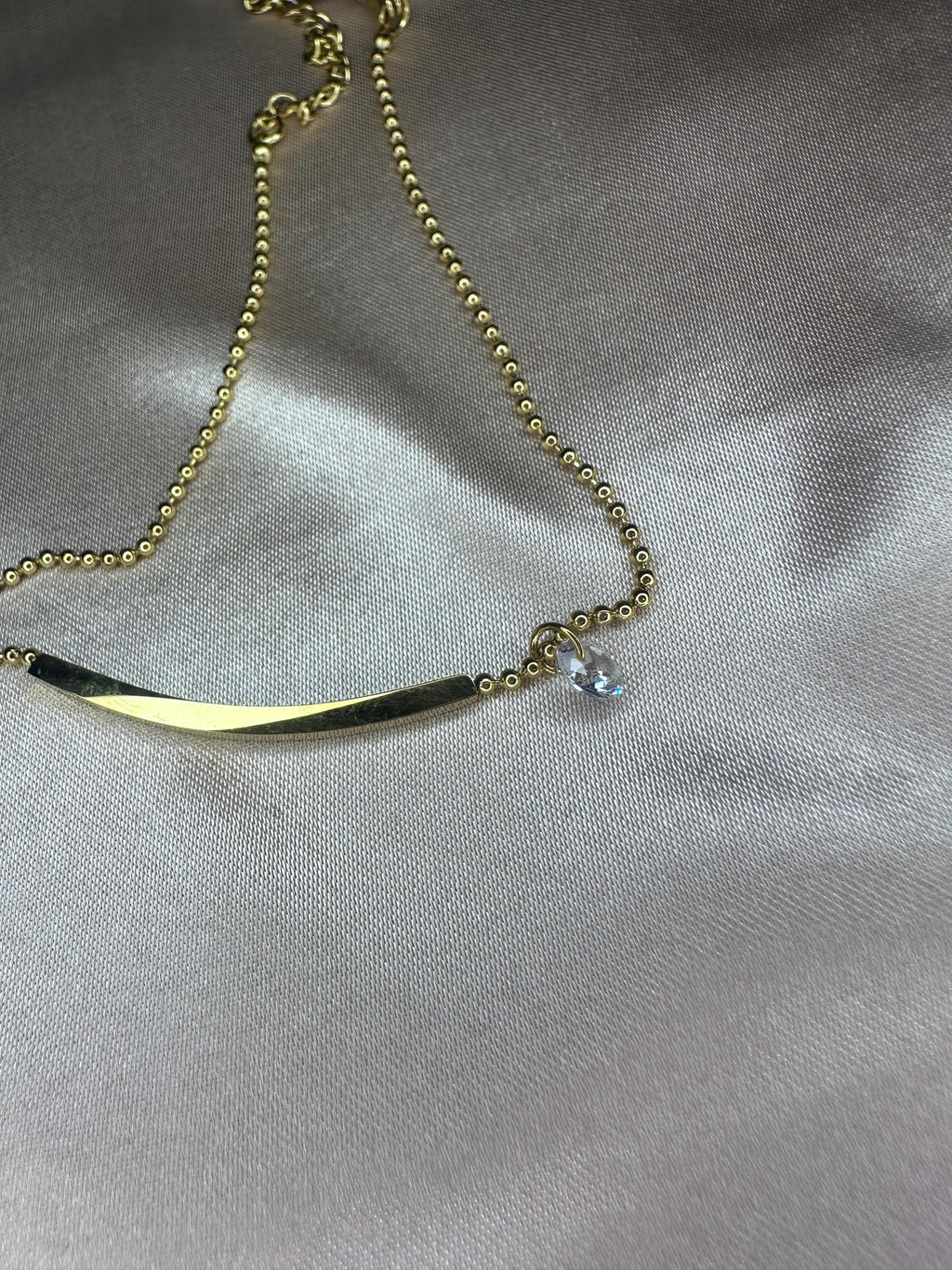 18K Gold Plated Bar Bracelet with Crystal Charm – Minimalist Dainty Chain Jewelry