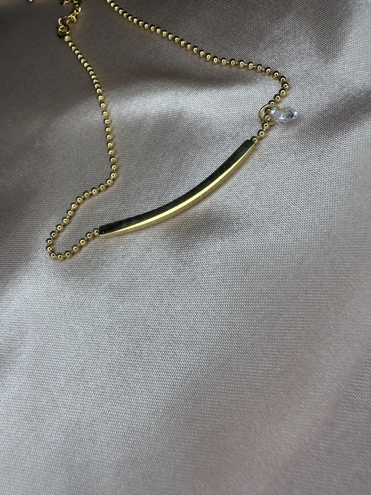 18K Gold Plated Bar Bracelet with Crystal Charm – Minimalist Dainty Chain Jewelry