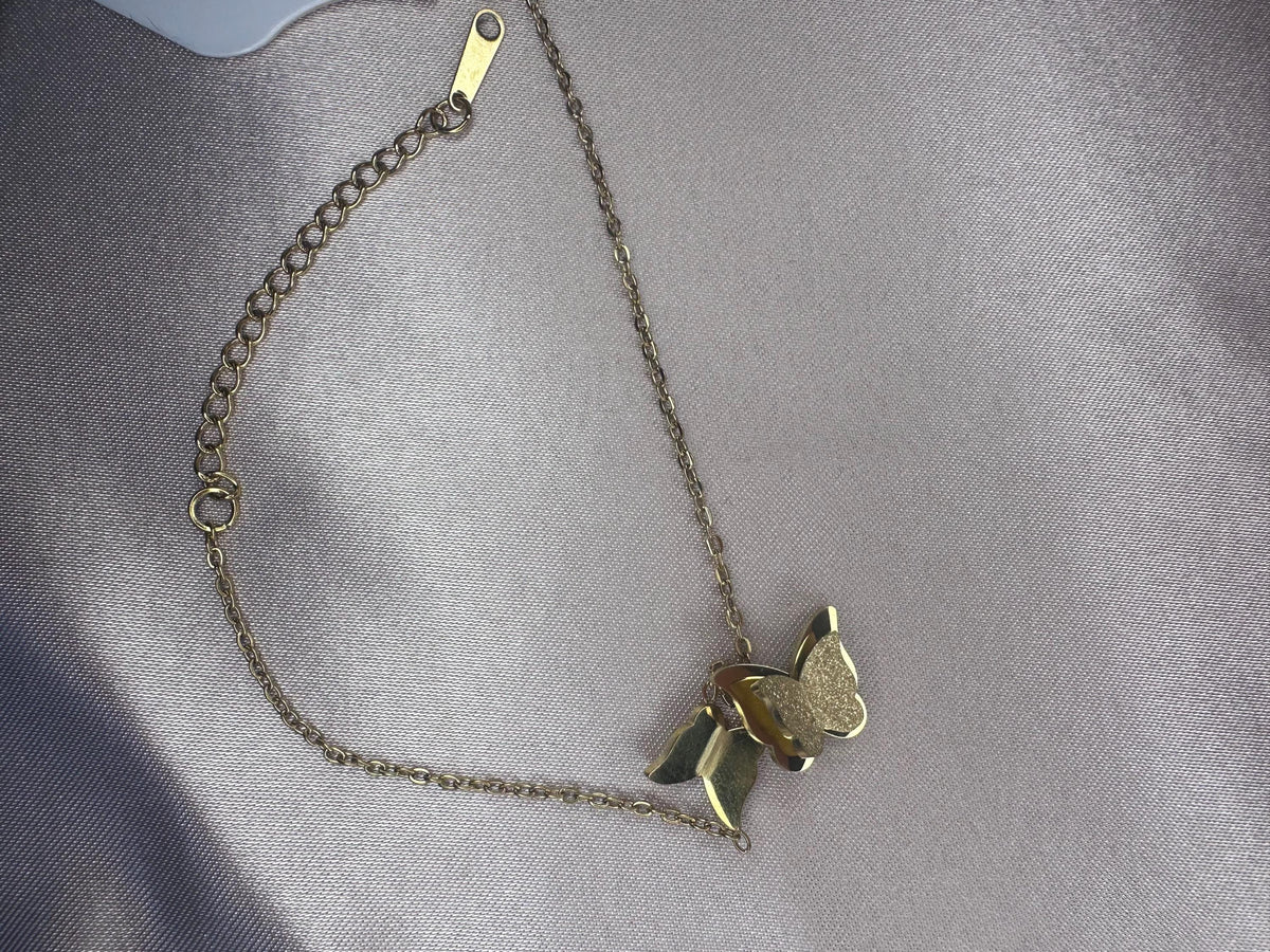 Gold Butterfly Bracelet – Stainless Steel Dainty Tarnish Resistant Adjustable Jewelry