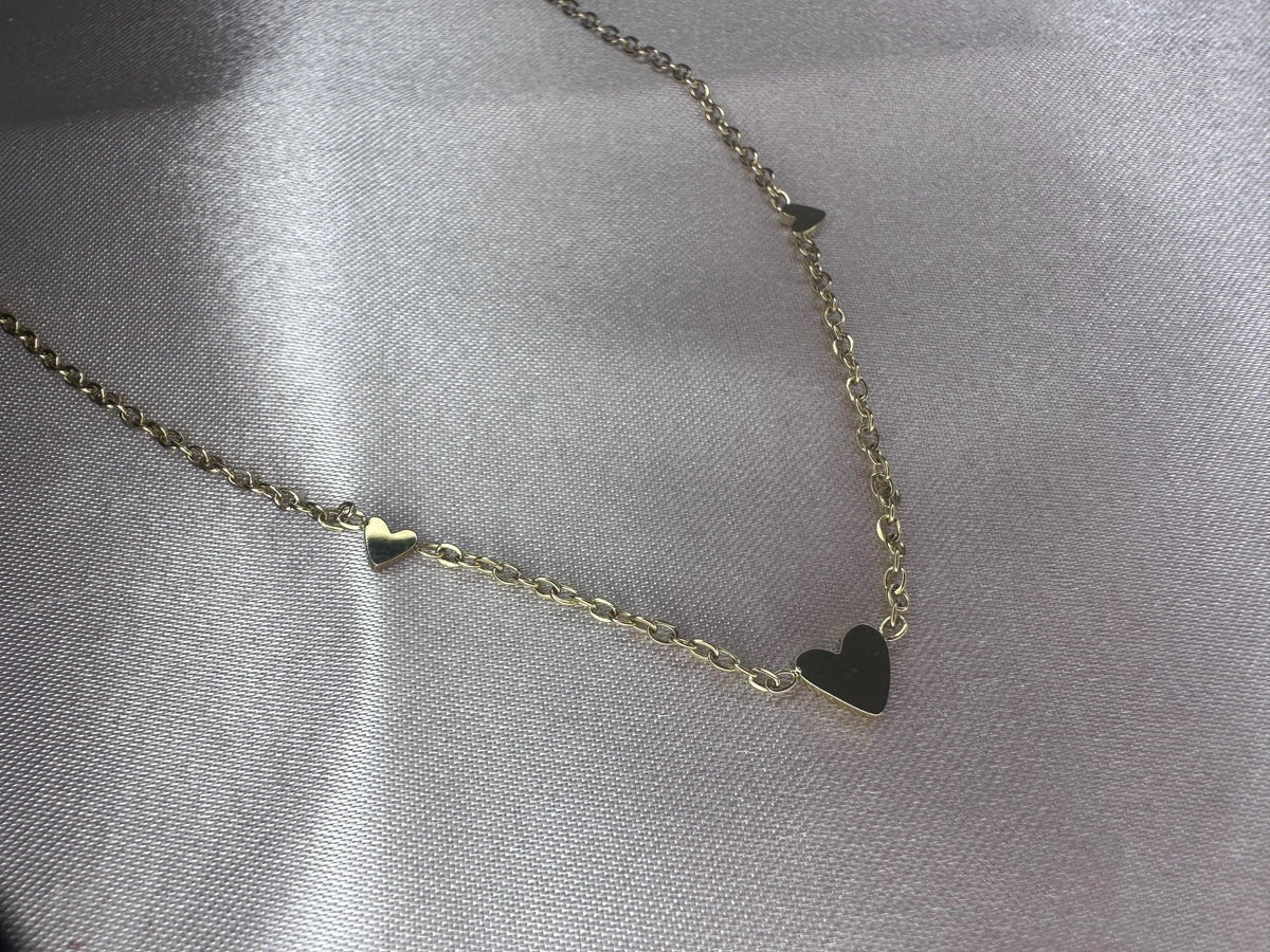 Gold Heart Bracelet – Dainty Stainless Steel Chain, Minimalist Romantic Jewelry