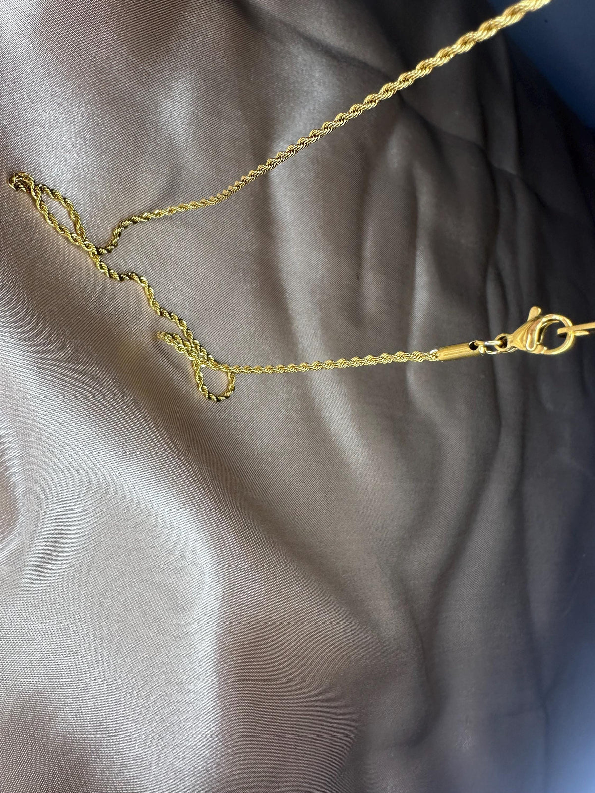 18K Gold Plated Rope Chain Necklace – Minimalist Stainless Steel Everyday Jewelry