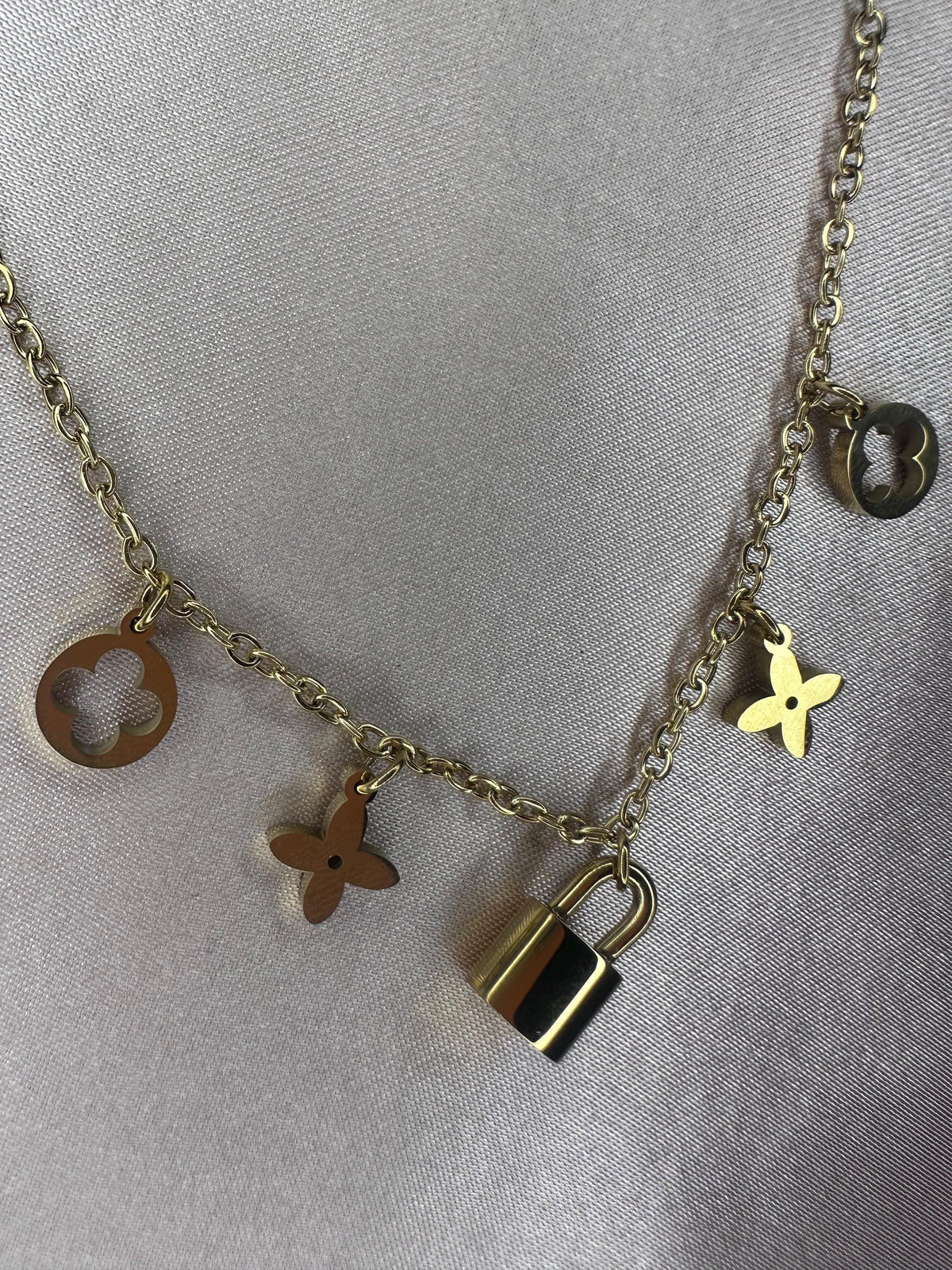 18K Gold Plated Lock Flower Charm Bracelet – Minimalist Dainty Layering Jewelry
