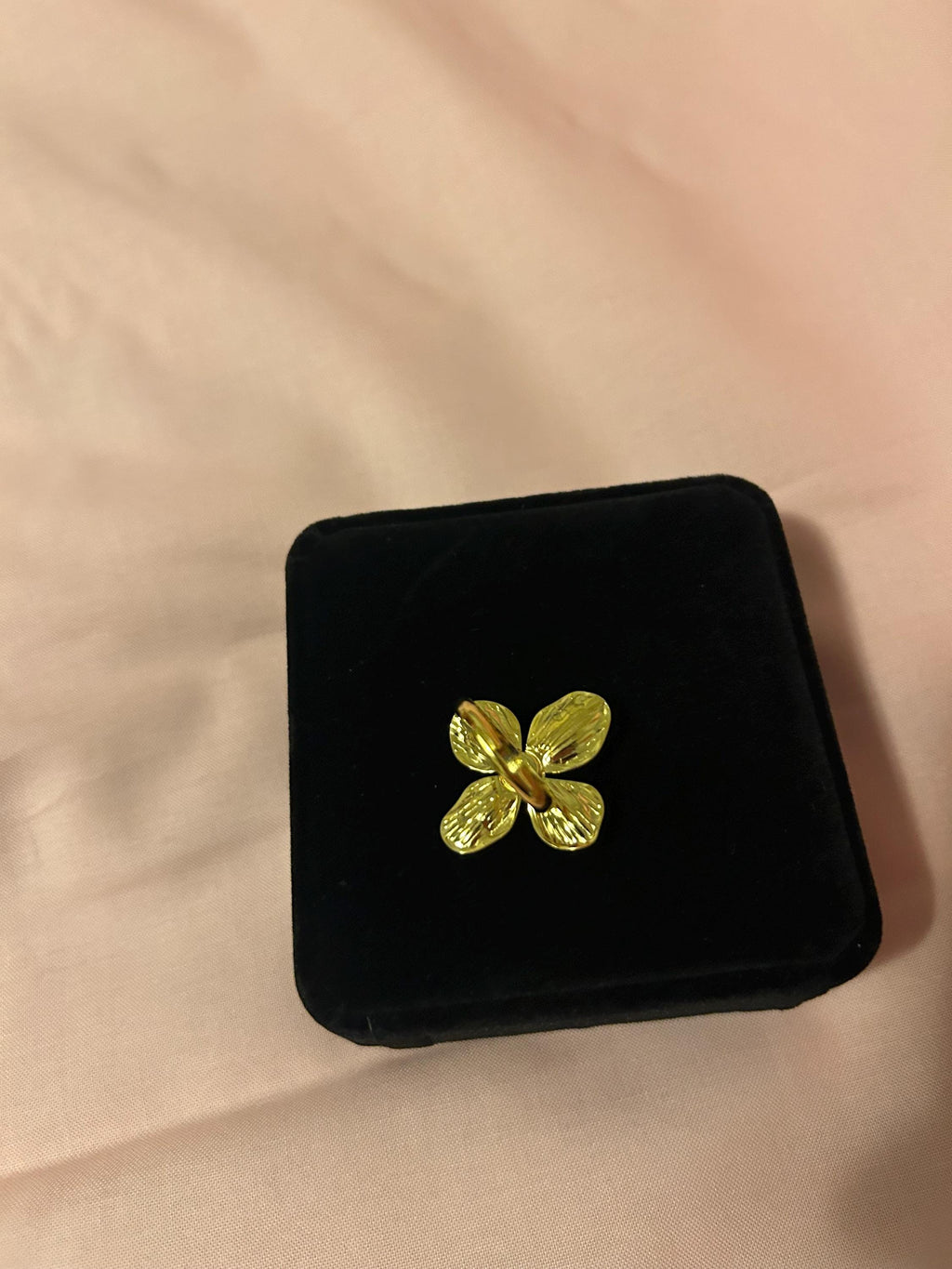 18K Gold Plated Flower Ring with Pearl | Adjustable Minimalist Floral Jewelry