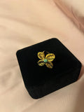 18K Gold Plated Flower Ring with Pearl | Adjustable Minimalist Floral Jewelry