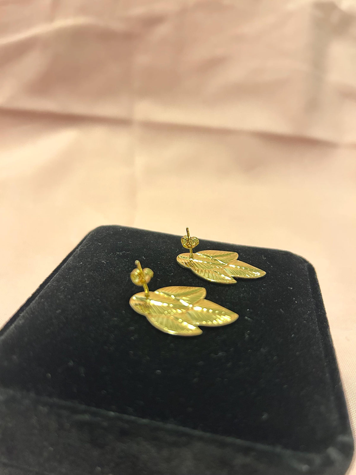 18K Gold Plated Leaf Stud Earrings | Minimalist Botanical Nature Jewelry