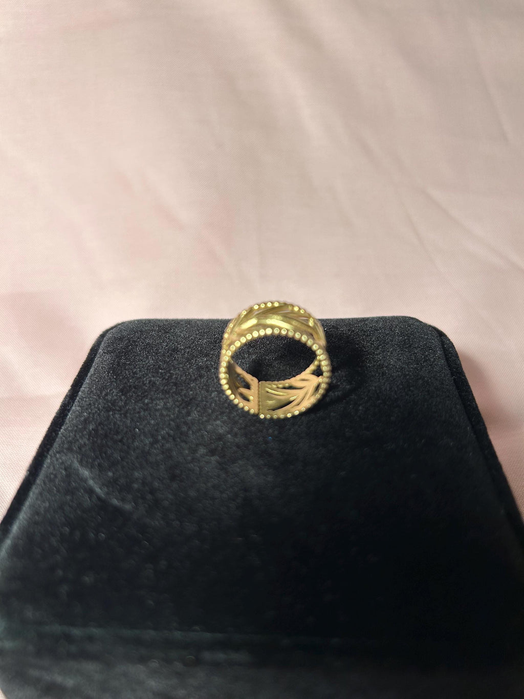 18K Gold Plated Leaf Ring – Stainless Steel Openwork Band, Minimalist Nature Jewelry