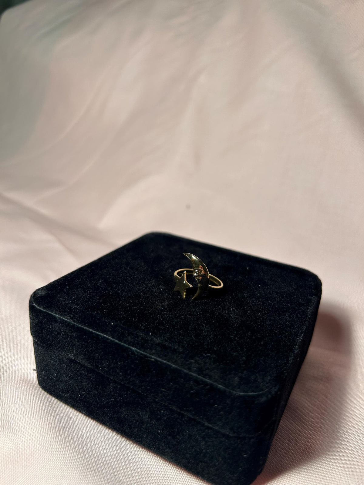 18K Gold Plated Moon Star Ring, Celestial Adjustable Open Ring, Minimalist Astrology Jewelry