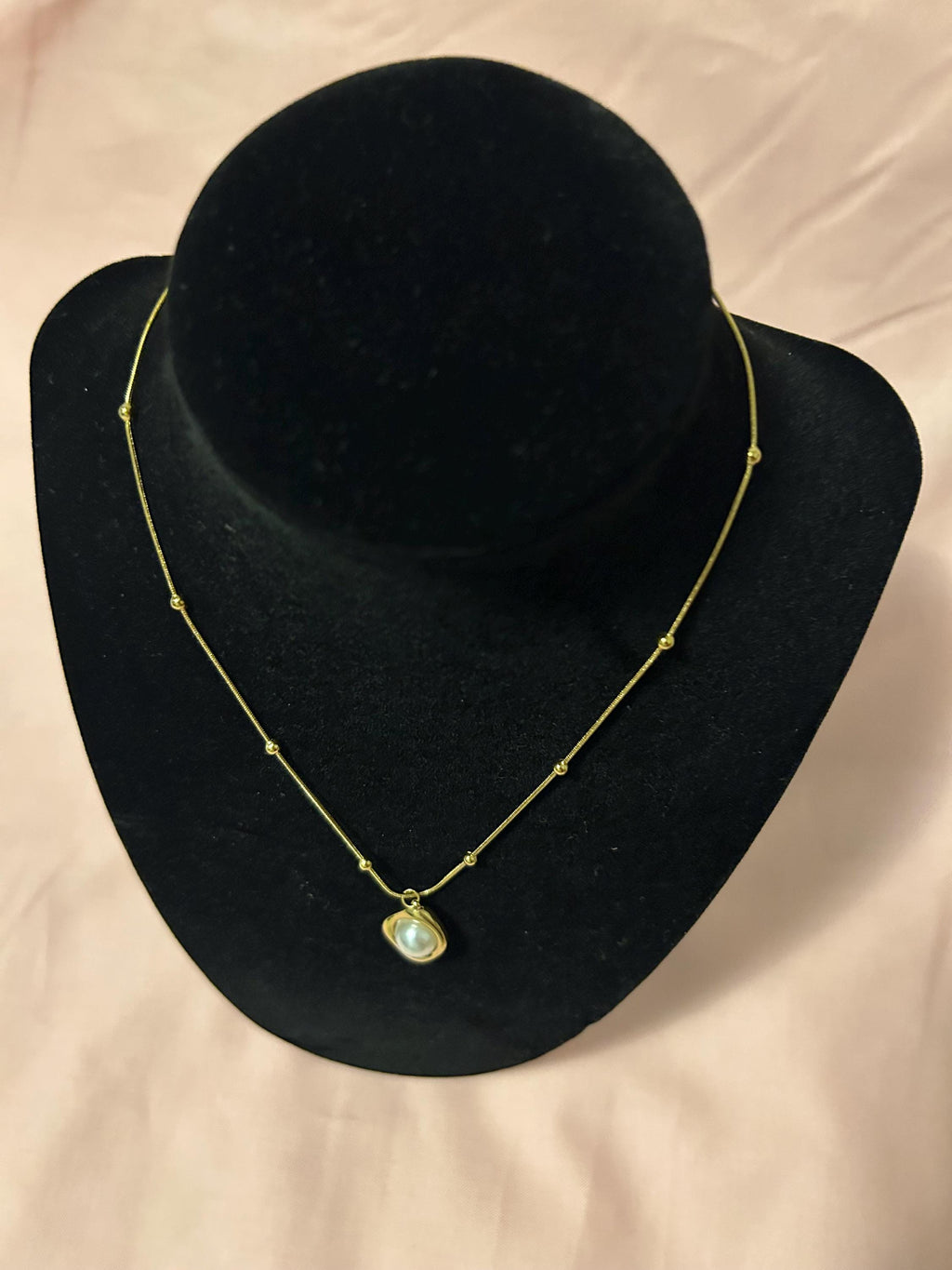18K Gold Plated Pearl Pendant Necklace, Dainty Beaded Chain, Minimalist Style