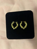 18K Gold Plated Beaded Heart Hoop Earrings, Stainless Steel Minimalist Jewelry