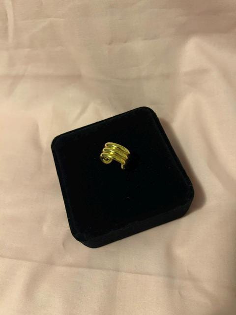 18K Gold Plated Chunky Cuff Ring, Adjustable Stainless Steel Statement Jewelry