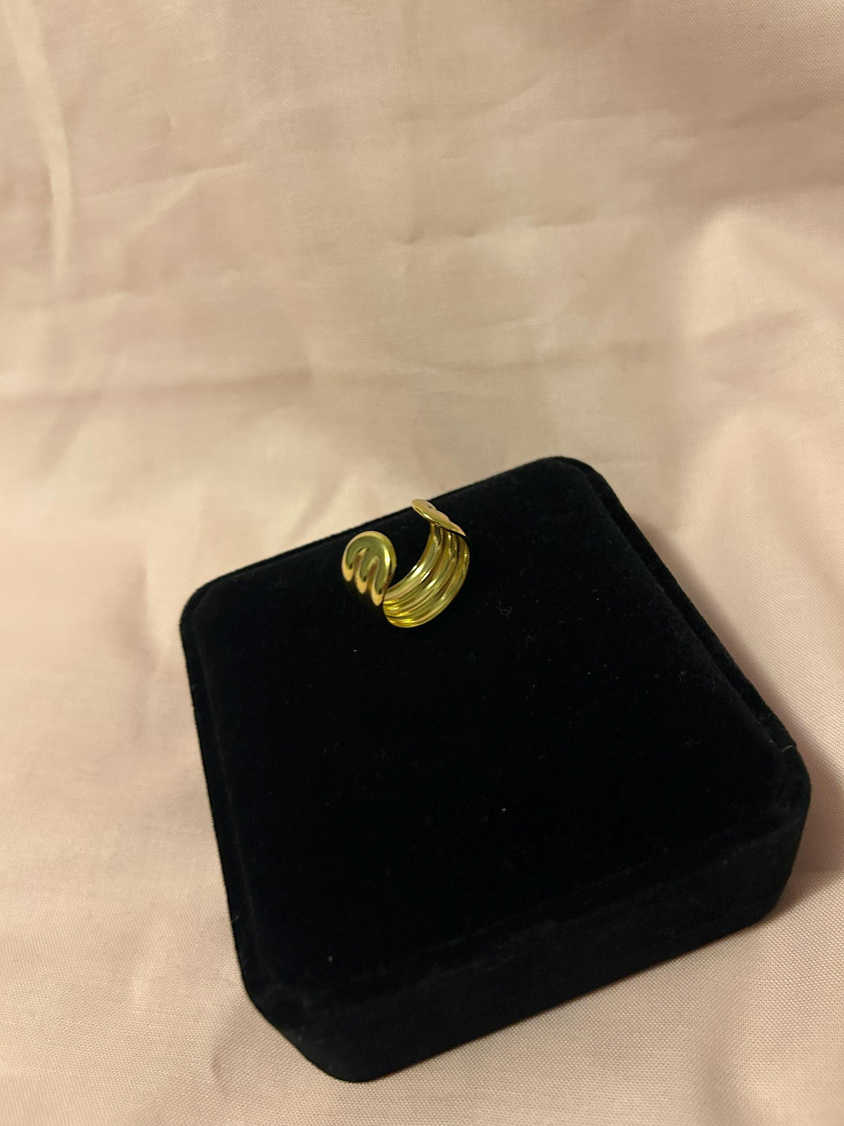18K Gold Plated Chunky Cuff Ring, Adjustable Stainless Steel Statement Jewelry