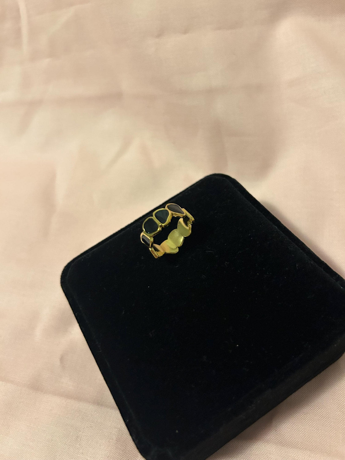 18K Gold Plated Linked Heart Ring, Adjustable Stainless Steel Band