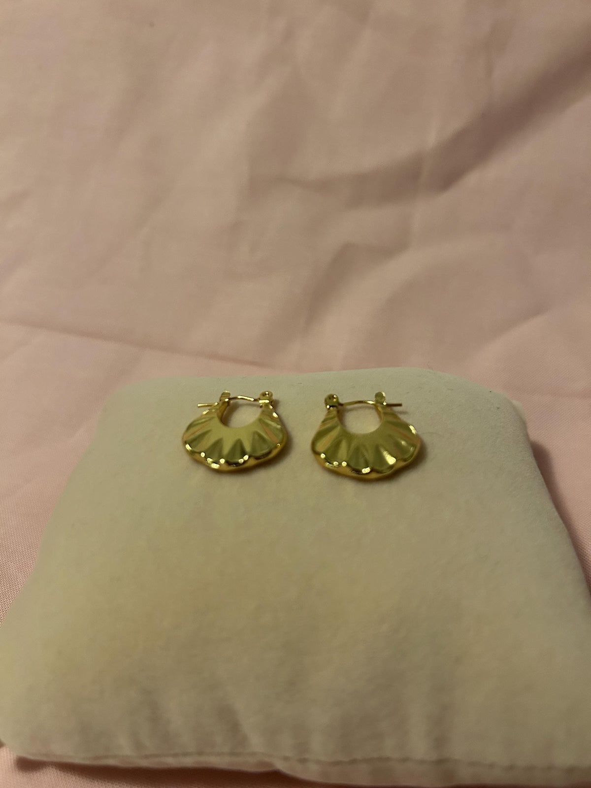 Textured Gold Mini Hoop Earrings, 18K Plated Stainless Steel Sunburst Hoops