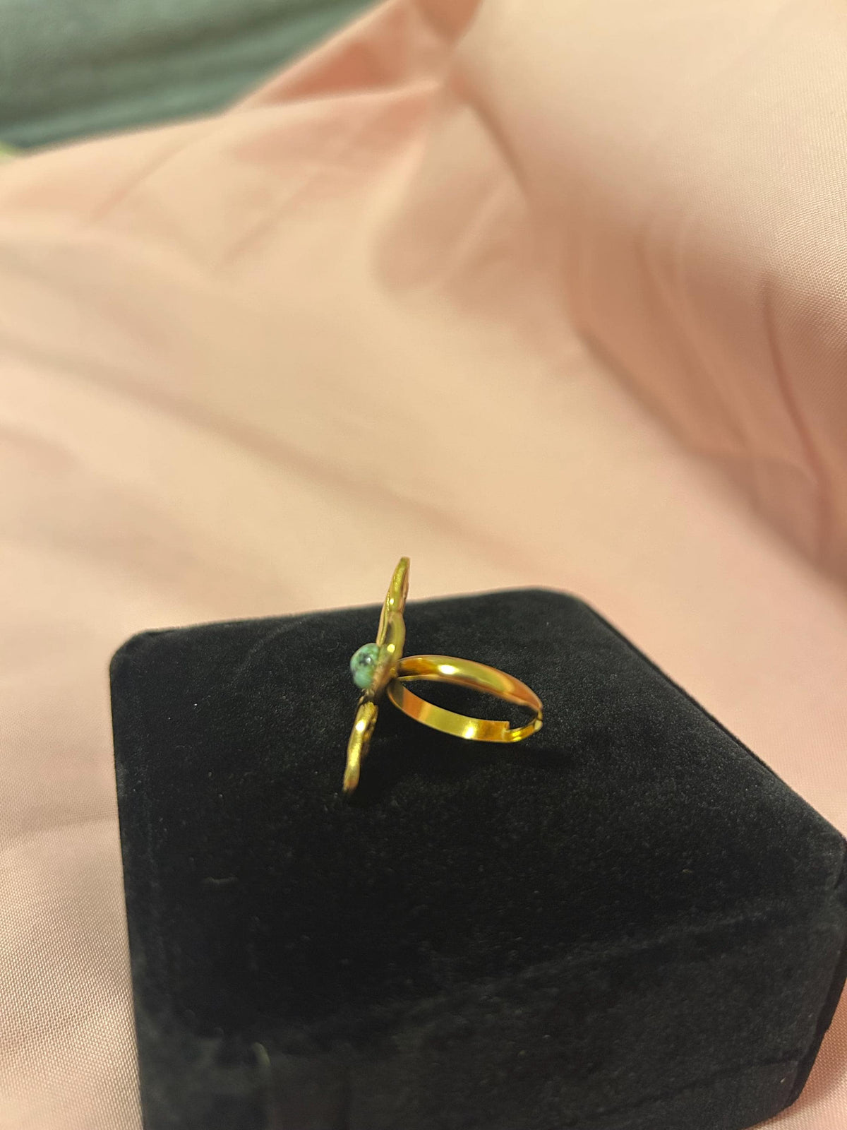 18K Gold Plated Flower Ring with Pearl | Adjustable Minimalist Floral Jewelry