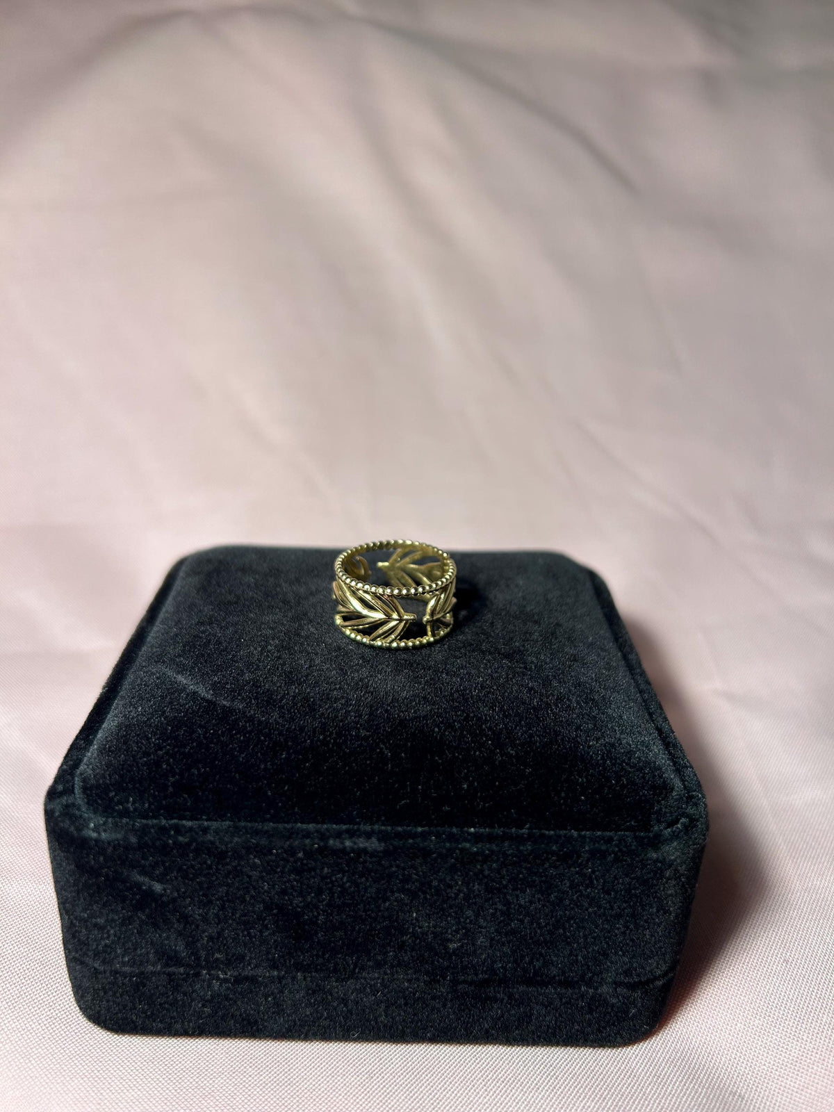 18K Gold Plated Leaf Ring – Stainless Steel Openwork Band, Minimalist Nature Jewelry
