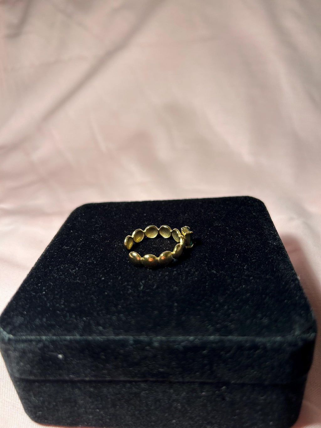 18K Gold Plated Emerald Ring – Stainless Steel Adjustable Statement Jewelry