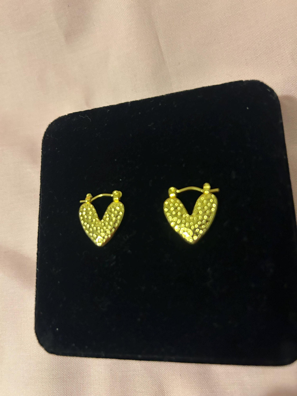Textured Heart Hoop Earrings – 18K Gold Plated Stainless Steel Dainty Jewelry
