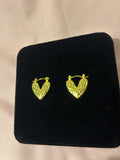 Textured Heart Hoop Earrings – 18K Gold Plated Stainless Steel Dainty Jewelry