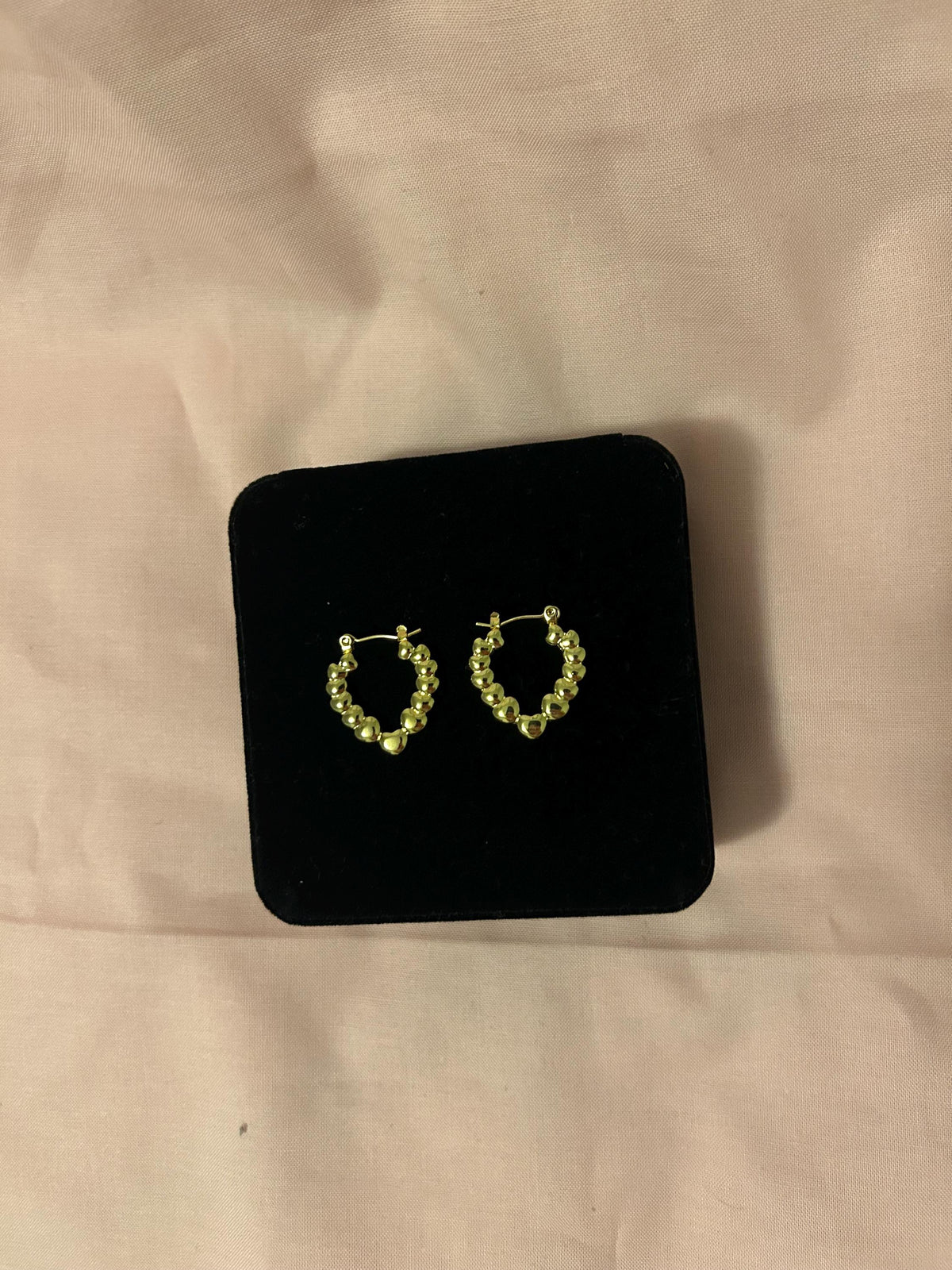 18K Gold Plated Beaded Heart Hoop Earrings, Stainless Steel Minimalist Jewelry