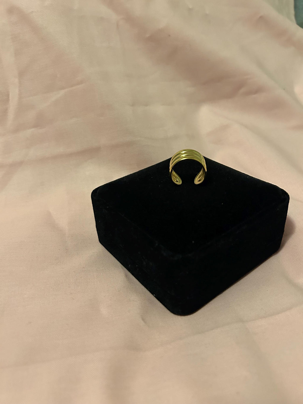 18K Gold Plated Chunky Cuff Ring, Adjustable Stainless Steel Statement Jewelry