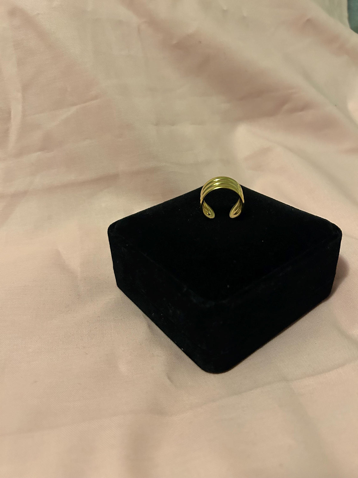 18K Gold Plated Chunky Cuff Ring, Adjustable Stainless Steel Statement Jewelry