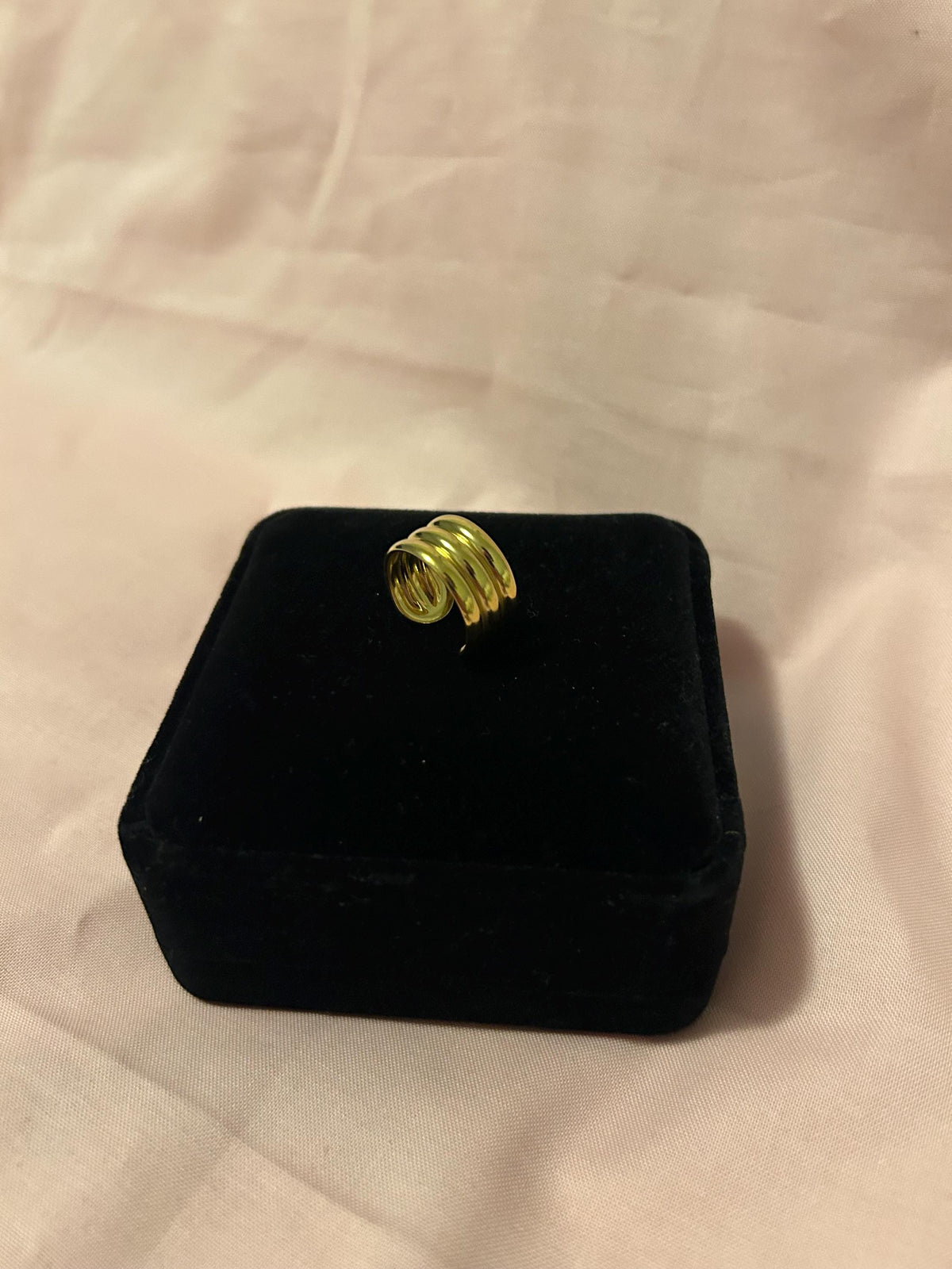 18K Gold Plated Chunky Cuff Ring, Adjustable Stainless Steel Statement Jewelry