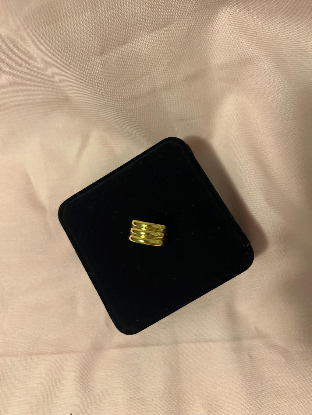 18K Gold Plated Chunky Cuff Ring, Adjustable Stainless Steel Statement Jewelry