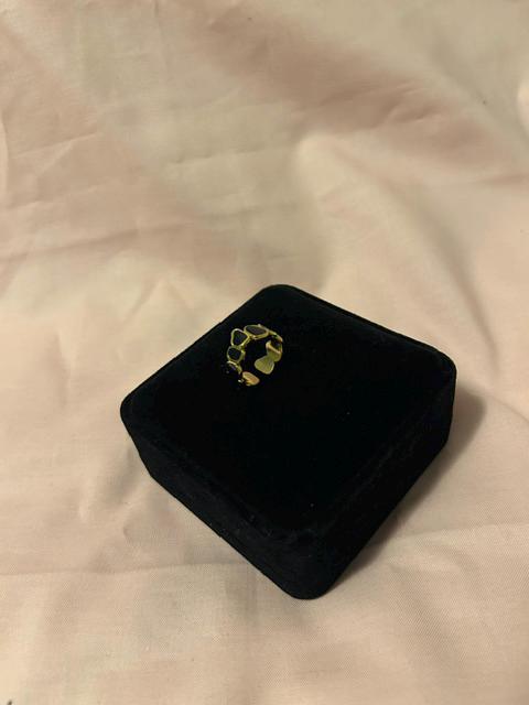 18K Gold Plated Linked Heart Ring, Adjustable Stainless Steel Band