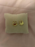Textured Gold Mini Hoop Earrings, 18K Plated Stainless Steel Sunburst Hoops