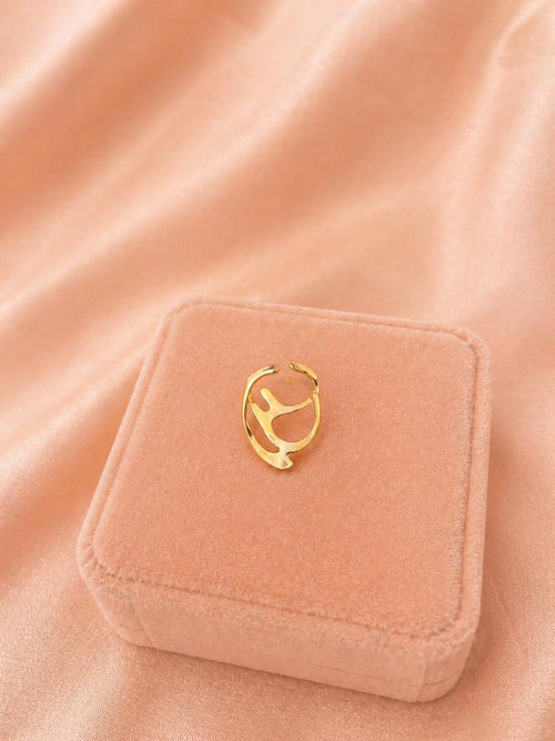 18K Gold Plated Abstract Ring – Adjustable Statement Open Ring – Tarnish Resistant