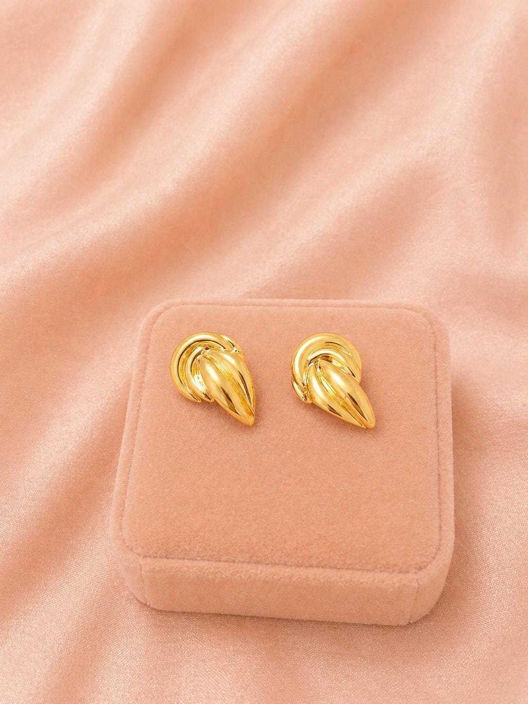 18K Gold Plated Abstract Sculptural Stud Earrings – Tarnish Resistant Stainless Steel