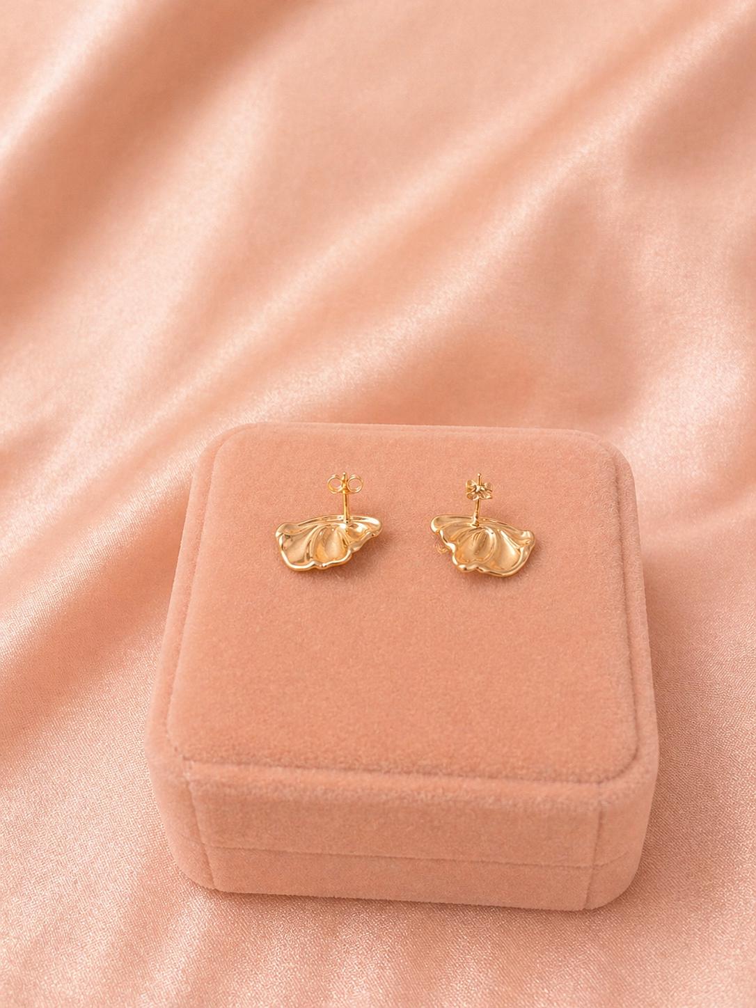 18K Gold Plated Abstract Sculptural Stud Earrings – Tarnish Resistant Stainless Steel