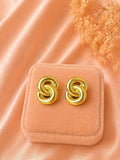 18K Gold Plated Knot Stud Earrings, Chunky Minimalist Bold Jewelry