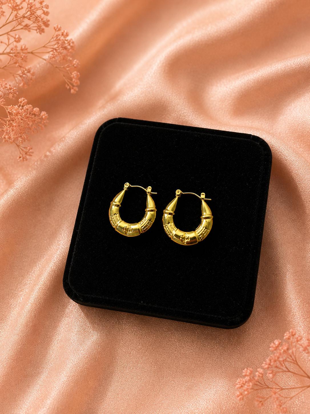 18K Gold Plated Chunky Hoop Earrings, Stainless Steel Huggie Hoops, Minimalist Everyday Jewelry