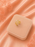 18K Gold Plated Celestial Ring, Adjustable Stainless Steel Star Moon, Minimalist Open Band