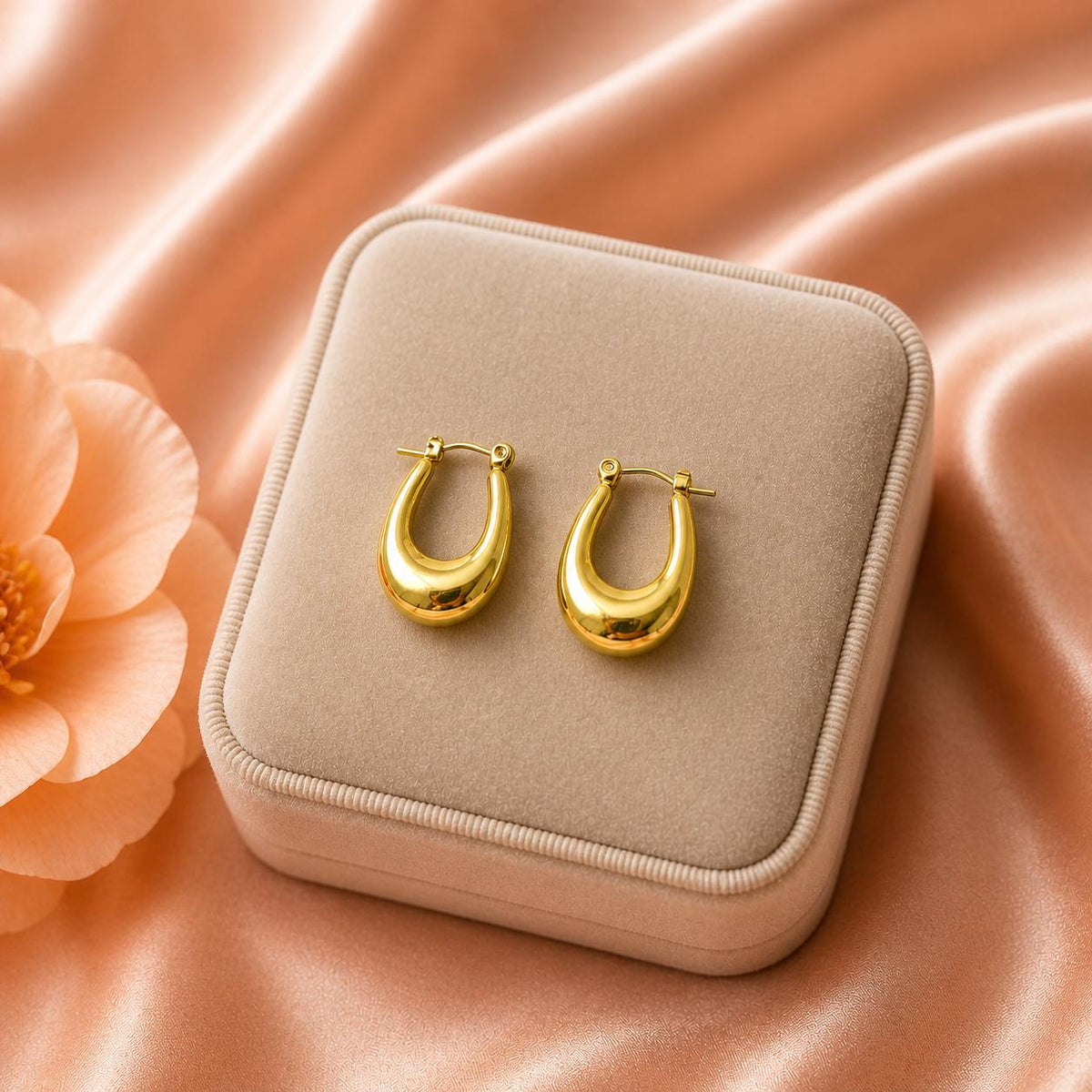 18K Gold Plated Chunky Hoop Earrings | Minimalist Statement Gold Jewelry