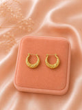 Textured 18K Gold Plated Hoop Earrings | Vintage Style Engraved Statement Hoops