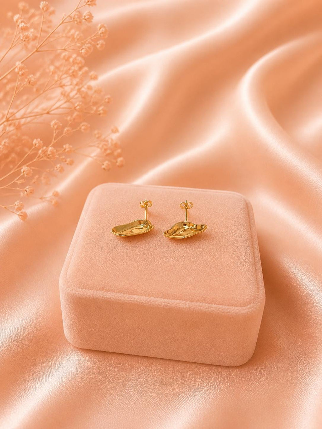 18K Gold Plated Chunky Organic Stud Earrings | Sculpted Liquid Metal Statement Jewelry