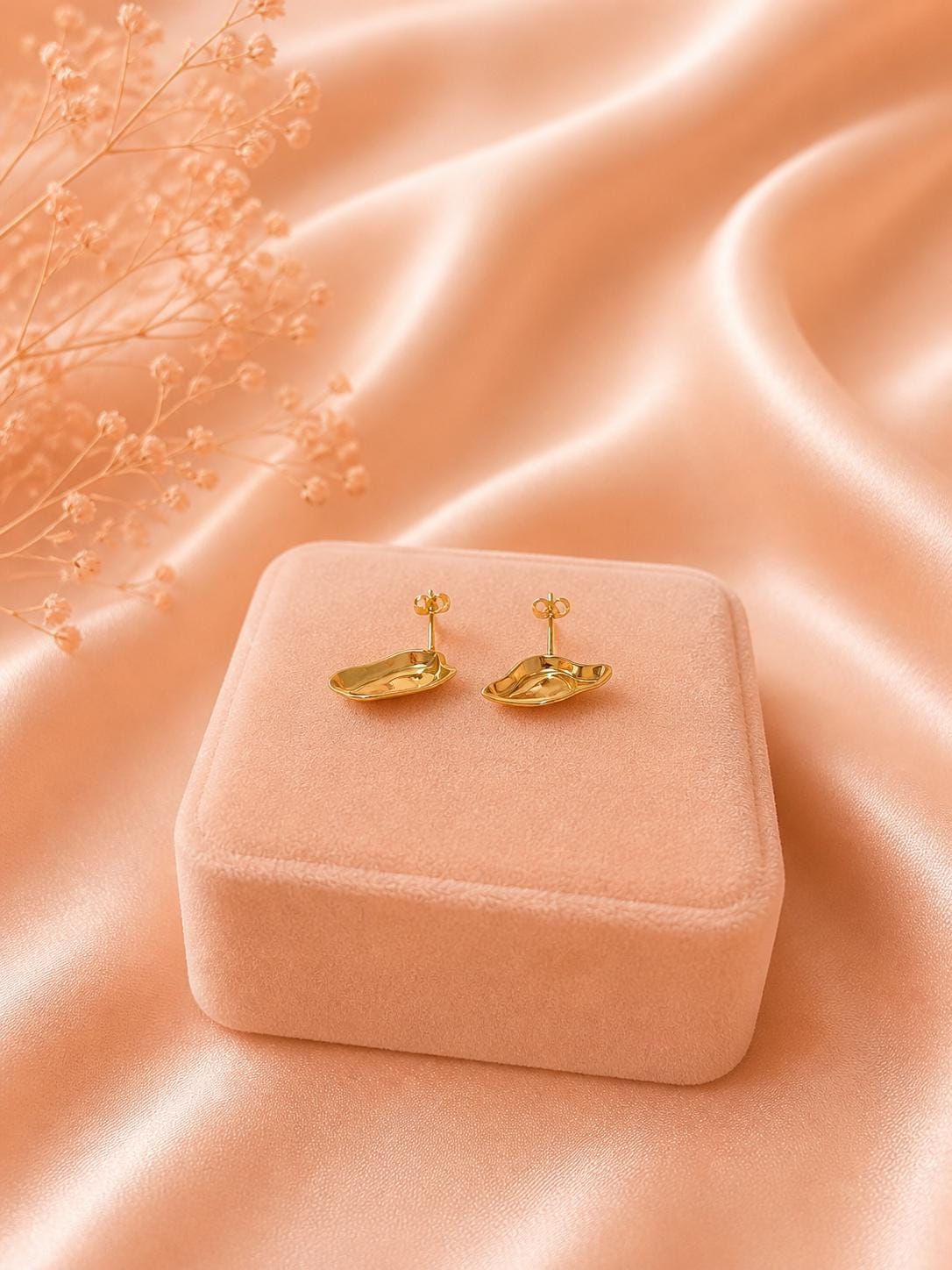 18K Gold Plated Chunky Organic Stud Earrings | Sculpted Liquid Metal Statement Jewelry