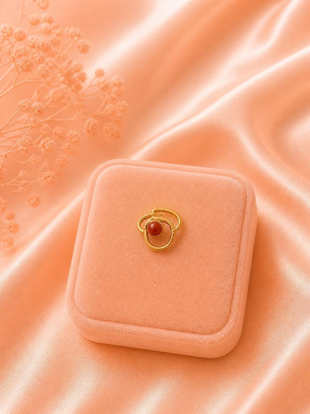 18K Gold Plated Open Circle Ring | Minimalist Dainty Gemstone Stainless Steel Everyday Jewelry