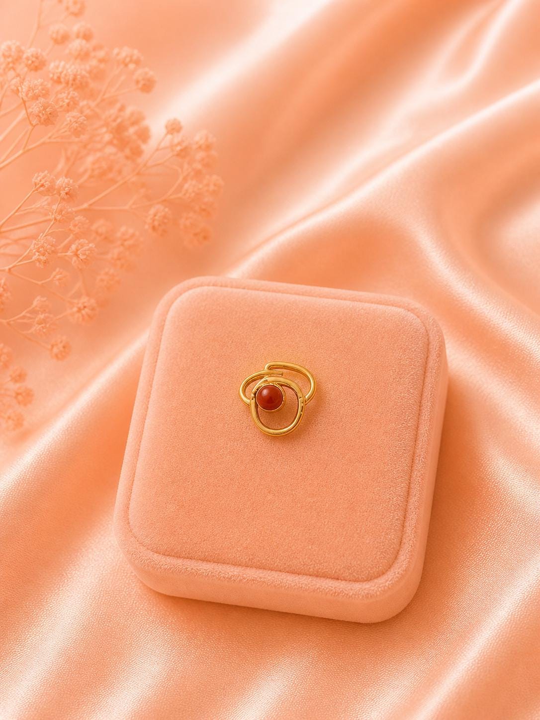 18K Gold Plated Open Circle Ring | Minimalist Dainty Gemstone Stainless Steel Everyday Jewelry