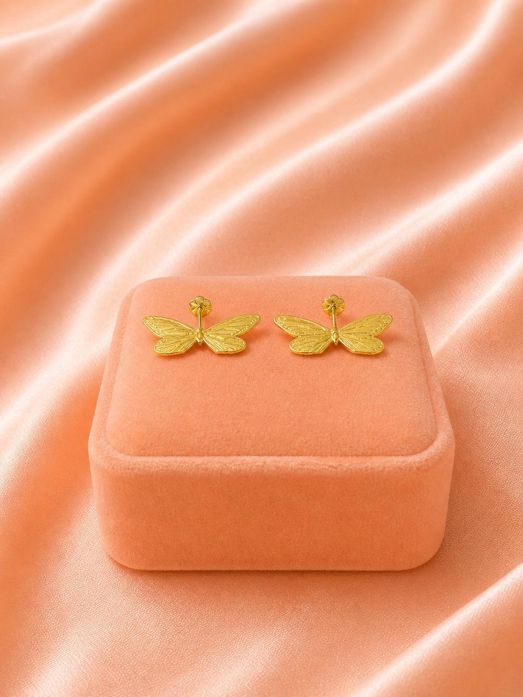 18K Gold Plated Butterfly Stud Earrings | Minimalist Stainless Steel Nature Jewelry
