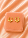Textured 18K Gold Plated Hoop Earrings | Minimalist Statement, Stainless Steel Trendy Jewelry
