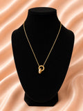 18K Gold Plated Interlocking Circle Necklace | Minimalist Double Ring Pendant, Dainty Chain