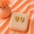 Textured Gold Fan Hoop Earrings, Vintage Style Statement Jewelry